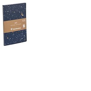 Clairefontaine - 116297C - Un Set de 2 Carnets Cousus Fil - Un Carnet Cuir Bleu & Un Carnet Imprim&eacute; D&eacute;cor C&eacute;leste/Etoile/Lune A5 14,8x21 cm, 64 Pages Lign&eacute;es Papier Blanc 90g Collection Adolie