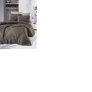 Nuit Des R&ecirc;ves Ranforce Parure de lit Simple XXL 100% Coton, 155 x 220 cm, Lavable en Machine, 145 Fils, Marron/Blanc et Noir/Orange, Design &eacute;l&eacute;gant