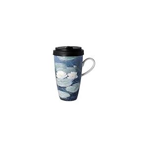 Goebel Coffee to Go 67-017-06-1 Tasse d'artiste avec couvercle Motif nénuphars le soir Monet 12,5 x 8,5 x 15 cm 0,5 l