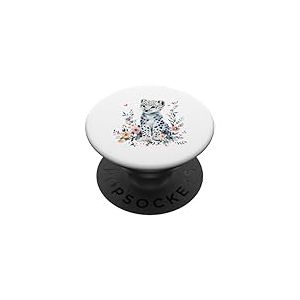 Tête de léopard des neiges, léopard blanc, amateur de léopard des neiges PopSockets PopGrip Adhésif