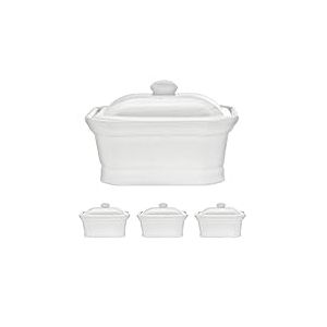 COSY & TRENDY RH46632 Terrine Pâté à Couvercle, Porcelaine, Blanc, 250 g, N/C (Lot de 4)