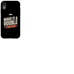 Mots drôles pour jumeaux Texte Humour Make It A Double Twin Dad Coque pour iPhone XR