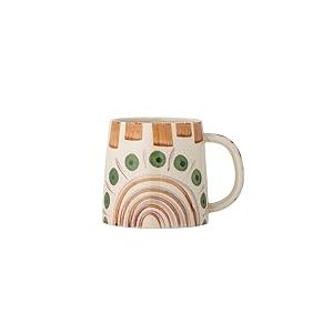 Bloomingville Shama 82060439 Tasse avec anse en grès peinte à la main Vert 515 ml 14,5 x 11 cm