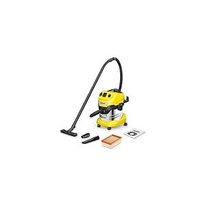 Kärcher Aspirateur Eau et Poussières WD 4 P S V-20/5/22, Puissance : 1000W, Cuve en Inox : 20L, Flexible d'Aspiration : 2,2m, Soufflerie, Prise On/Off Auto, Filtre Plissé Plat, Sachet Filtre Ouate