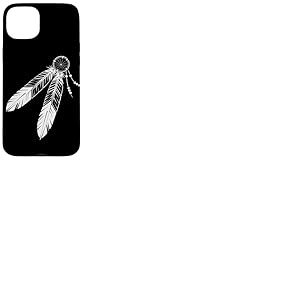 Boho Plume Dreamcatcher Design Tribal Feather Line Art Coque pour iPhone 15 Plus