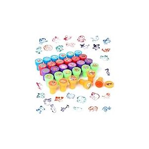 Romon Tampons Enfants, 30 Pcs Multicolore Animaux Coffret Tampon, Tampons jouets Auto-Encreurs Enfants, pour les Oeufs de Pâques Cadeaux,Fêtes D'enfants,Prix Scolaires,Cadeaux d'anniversaire ﻿