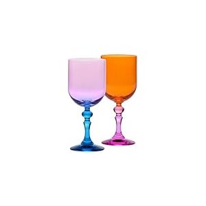 Krosno &ndash; Verres &agrave; vin rouge et blanc, mocktails et eau &ndash; 2 x 300 ml &ndash; Collection Bubble &ndash; Rose et orange &ndash; Cristal sans plomb &ndash; Peints &agrave; la main