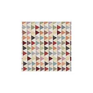 Kt KILOtela - Tissu d'Ameublement, Jacquard Gobelin, Coussins, Rideaux, Accessoires, Fauteuils, Canapés, 100 cm Longueur x 280 cm, Triangles Beige, Rouge, Vert, Bleu, Gris - 1 Mètre