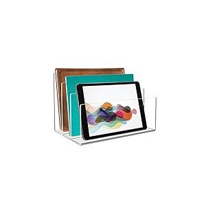 Tasybox Porte-dossiers en acrylique transparent - Trieur de dossiers de bureau &agrave; 3 sections - 22,9 x 16,5 x 16,5 cm