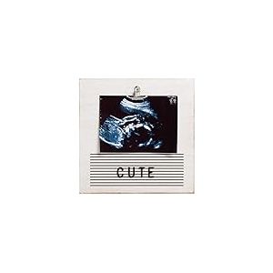 Pearhead Clip Letterboard Picture Frame, Baby Keepsake Clip Photo Frame, Includes 180 Letters, Distressed Wood