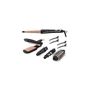 Rowenta Fer à coiffer 14-en-1, Lisseur cheveux, Fer à gaufrer, Appareil pour boucler les cheveux, Brosse chauffante, Revêtement céramique, Cheveux brillants, Embout froid, Infinite Looks CF4231F0