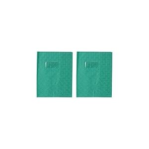 Calligraphe 72015C Un Protège-Cahier Grain Losange Vert - 17x22 cm - 18/100ème avec Porte-Étiquette - PVC Opaque (Lot de 2)