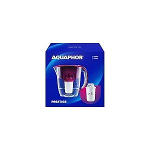 AQUAPHOR Prestige Cherry Filtre à Eau avec 1 Filtre A5 I Carafe de 2,8 l I s'adapte à la Porte du réfrigérateur I Réduit Le calcaire et Le Chlore I Filtre à Eau de Table I Verseuse filtrante Pratique