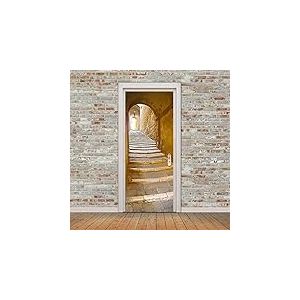 WALPLUS Porte panoramique Pierre Stairway Décoration murale Stickers muraux Salon Chambre d'enfant Restaurant Hôtel Café Bureau Décor amovible Stickers autocollants, Multicolore