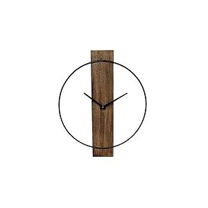 Clockswise Uniquewise Quickway Horloge Murale décorative Moderne avec Cadre en métal Noir sur Planche rectangulaire en Bois, pour Salle à Manger, Salon ou Cuisine, 50,8 cm de diamètre, Marron