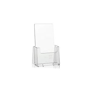 Présentoir à flyers DIN long stable de la marque taymar en tant que présentoir de table transparent "trifold" pour flyers DL et cartes postales DIN A6