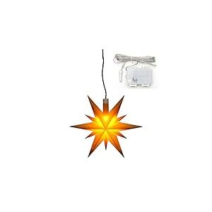 Dekohelden24 Étoile de Noël en plastique jaune - Convient pour l'intérieur et l'extérieur - Avec éclairage LED et minuterie de 6 h - Fonctionne avec piles - Dimensions (L x l x H) : 13,5 x 5,5 x 12