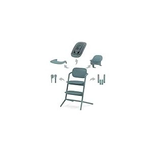 CYBEX Gold LEMO Set Chaise Haute 4en1, évolutive, 0 - 99 ans, Dès la Naissance, Inclus Nid de transat, Plateau, Réducteur nouveau-né, Appui-tête et Set Adaptateurs: Aluminium / Plastique