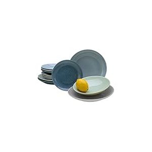 CreaTable, 23845, Série Reactive AQUA, service de vaisselle, ensemble de 12 assiettes.