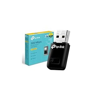 TP-Link Clé WiFi Puissante N300 Mbps, Mini Adaptateur USB WiFi, dongle WiFi, Bouton WPS, Compatible avec Windows 11/10/8.1/8/7/XP, Mac OS 10.15 et Versions antérieures, Linux, Noir, TL-WN823N
