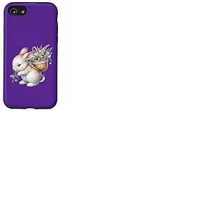 Cottagecore Breloque aquarelle Lapin avec panier de fleurs Coque pour iPhone SE (2020) / 7 / 8