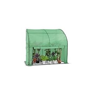 VOUNOT® Serre de Jardin en Toutes Saisons Abri d'hivernage Murale Adossée pour Légumes Plantes Fleurs Serre Adossée avec Bâche PE 135g/m2 pour Balcon Terrasse Jardin 200x100x180cm Vert