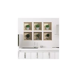 Stickers adh&eacute;sifs 3D | Sticker Mural Autocollant effet 3D Les herbes et mini arbres - Stickers muraux Chambre Adulte - Stickers muraux 3D - D&eacute;co Salon - Autocollants muraux Trompe l'oeil | 60x90cm