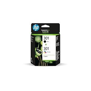 HP 301, Pack de 2 cartouches d'Encre Originales, N9J72AE, Noir, Jaune, Cyan, Magenta, HP DeskJet 1000/ 1050A / 1500/ 2000 / 2050A/ 2130 / 2500 / 3000, ENVY 4500 / 5500, OfficeJet 2620 / 4630