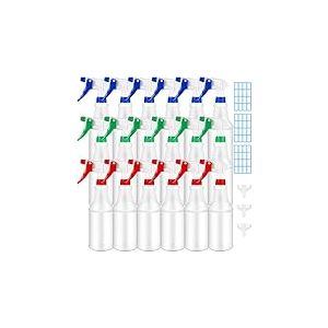Lot de 18 flacons pulv&eacute;risateurs vides rechargeables en plastique de 473,6 g pour solution de nettoyage, anti-fuite, avec buse r&eacute;glable, mode brume/flux pour plantes, animaux domestiques, cuisine et