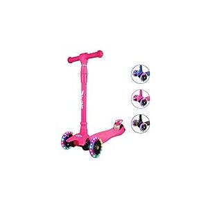 Garvee Trottinette Enfant, Trottinette 3 Roues Lumineuses, Patinette Enfant Pliable avec Hauteur Ajustable, Plateau Antid&eacute;rapant, Poign&eacute;es Mousse pour Tout-Petits de 3 &agrave; 12 Ans
