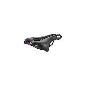 Selle Italia Diva Gel Flow - Selle Vélo Femme Route, Ville, VTT, Cadre Manganèse, Gel Confortable - Taille L3, Noir/Rose