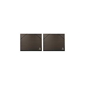 Exacompta - Réf. 547100E - 1 carton à dessin kraft noir vernis - avec élastiques - dos toilé - garde noire - dimensions 26 x 33 cm - formats à classer A4 et 240 x 320 mm - couleur noir (Lot de 2)