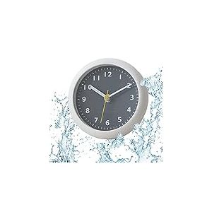 LFGKeng Bathroom Waterproof Wall Clock, Gray, Analog, 6.3 in, Suction Cup, Modern Silent Small Wall Clock for Living Room and Kitchen
