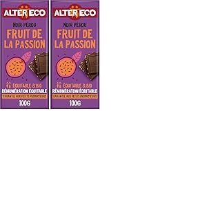 ALTER ECO - Tablette Chocolat Noir Fruit de la Passion - Bio & &Eacute;quitable - Origine &Eacute;quateur - 100 g (L'emballage peut varier) (Lot de 2)