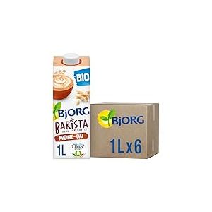 BJORG - Boisson Avoine Barista - Boisson Végétale Bio - Pauvre en Acides Gras Saturés - Idéal Café et Latte Art - 1 L x 6