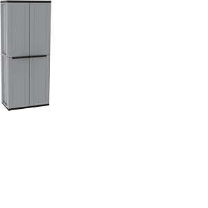 Terry - Jline 368 , Armoire &agrave; 2 portes Multifonction, Armoire &agrave; Balais, 4 &Eacute;tag&egrave;res, pour Int&eacute;rieur et Ext&eacute;rieur Couvert, 68x37,5x163,5 cm