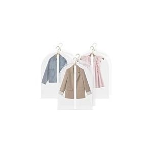 Housse Vetements à Suspendre Enfants 6 pièces, Housse de Rangement Vetement Courte, 60x80 cm, Transparente avec Zip, Anti Mites, Étanche à Humidité, pour Costumes, Vestes, Chemises, S