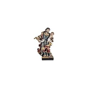DRW Figurine de Saint Joseph avec Enfant en r&eacute;sine Peinte &agrave; la Main Style Mouvement de 19 cm