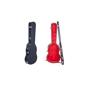 &Eacute;tui Rigide en Bois pour Guitare &eacute;lectrique Strat & Tele | Finition Ocean Blue sculpt&eacute;e, int&eacute;rieur Velours Rouge fonc&eacute;, Serrure &ndash; S&eacute;rie Relief Premium