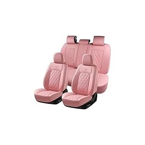 Coverado Ensemble Complet de Housses de si&egrave;ge de Voiture en Cuir Rose, universelles, imperm&eacute;ables, Housses de si&egrave;ge de Voiture Avant et arri&egrave;re de Luxe, compatibles avec la Plupart des Voitures, Rose
