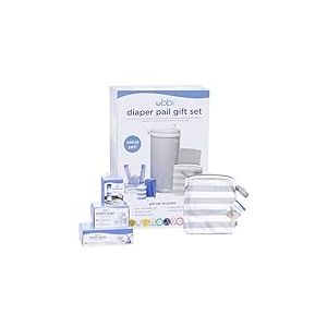 Ubbi Diaper Changing Value Set, Odor Locking Modern Design Baby Accessory Must Have Set Includes Grey Diaper Pail, Diaper Sacks, Odor Absorbing Gel, Travel Chaning Mat and Diaper Pail Waste Bags