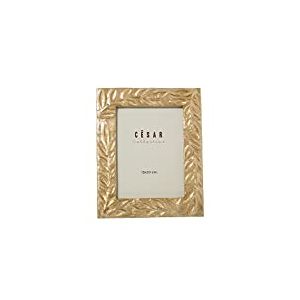 DRW Cadre photo nacre pour photographie de 15 x 20 cm avec feuilles gaufrées grillées 22 x 27,5 x 1 cm