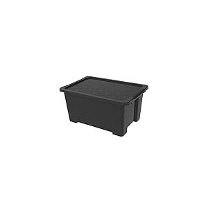 Rotho Evo Easy Boîte de rangement 44l avec couvercle, Plastique (PP recyclé), noir, 44l (58.5 x 39.0 x 27.9 cm)