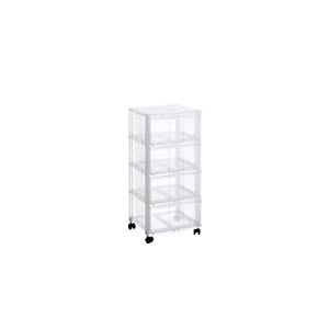SUNDIS Modulo, Tour de Rangement en Plastique Transparent, avec roulettes, 4 Grands tiroirs, Hauteur 85 cm, id&eacute;ale Rangement Bureau, Cours, Documents, Fournitures, Accessoires