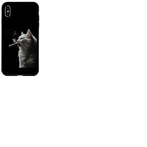 Chat sibérien fume un cigare drôle fumeur de cigare et amoureux des chats Coque pour iPhone XS Max