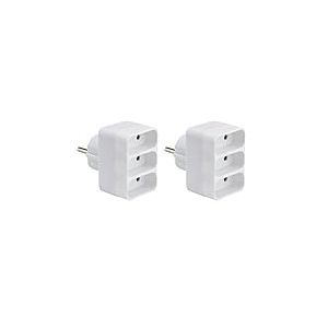 DEBFLEX - Multiprise Triplite Façade 6A - Pour Obtenir Trois Branchements Sur une Même Prise - Sécurité Enfant Intégrée - Blanche (Lot de 2)