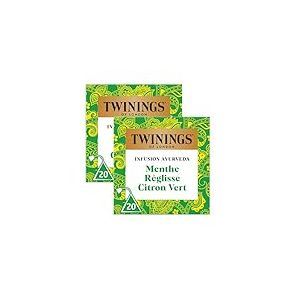 Twinings - Assortiment D&eacute;couverte Ayurveda - Infusion Menthe R&eacute;glisse Citron vert - 40 Sachets - &agrave; D&eacute;guster Chaud ou Froid