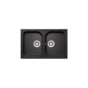 SCHOCK | Évier de cuisine Lithos N200S 2 bacs petits, matériau Cristalite®, noir absolu, 790 x 500 mm