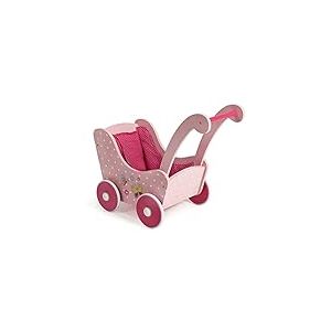 Poussette de poupée en Bois pour poupées jusqu'à 54 cm - Hauteur coulissante : 43 cm