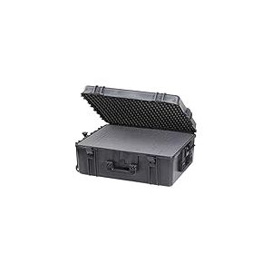 Plastica Panaro MAX620H250STR Mallette &eacute;tanche et &eacute;tanche &agrave; la poussi&egrave;re avec Mousse de Traction dans Le Fond et Mousse alv&eacute;ol&eacute;e dans Le Couvercle (620 mm x 460 mm x 250 mm) (Noir) (avec roulettes et